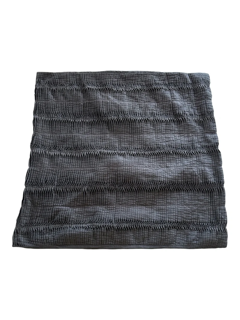 Vera Wang Slate Charcoal Gray Textured Pleated Set of Three 3 Pillow Shams